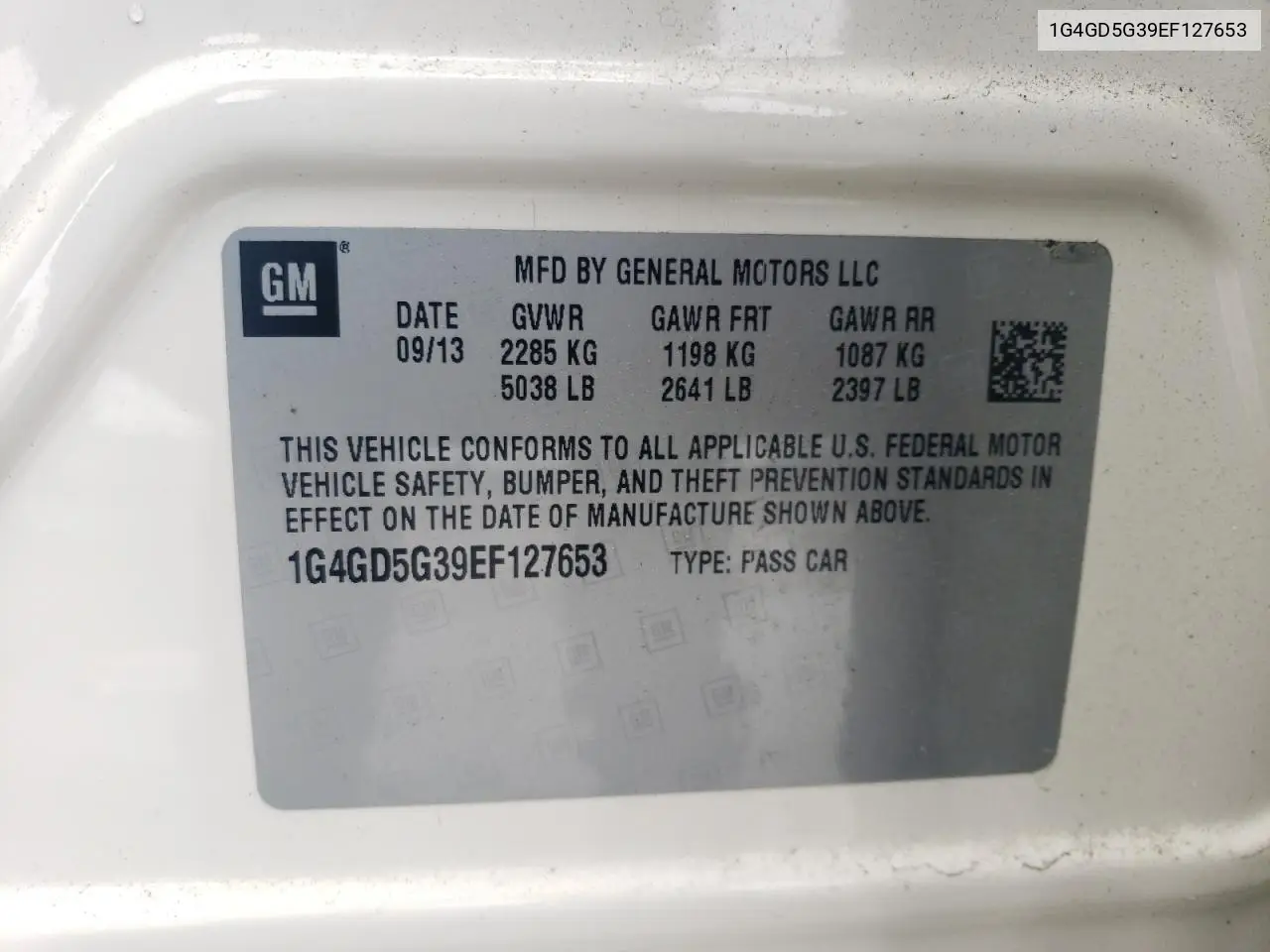 2014 Buick Lacrosse Premium VIN: 1G4GD5G39EF127653 Lot: 56999935