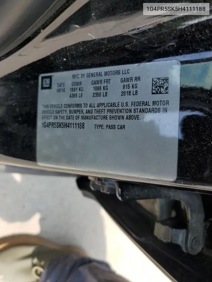 2017 Buick Verano Sport Touring VIN: 1G4PR5SK5H4111188 Lot: 62999645