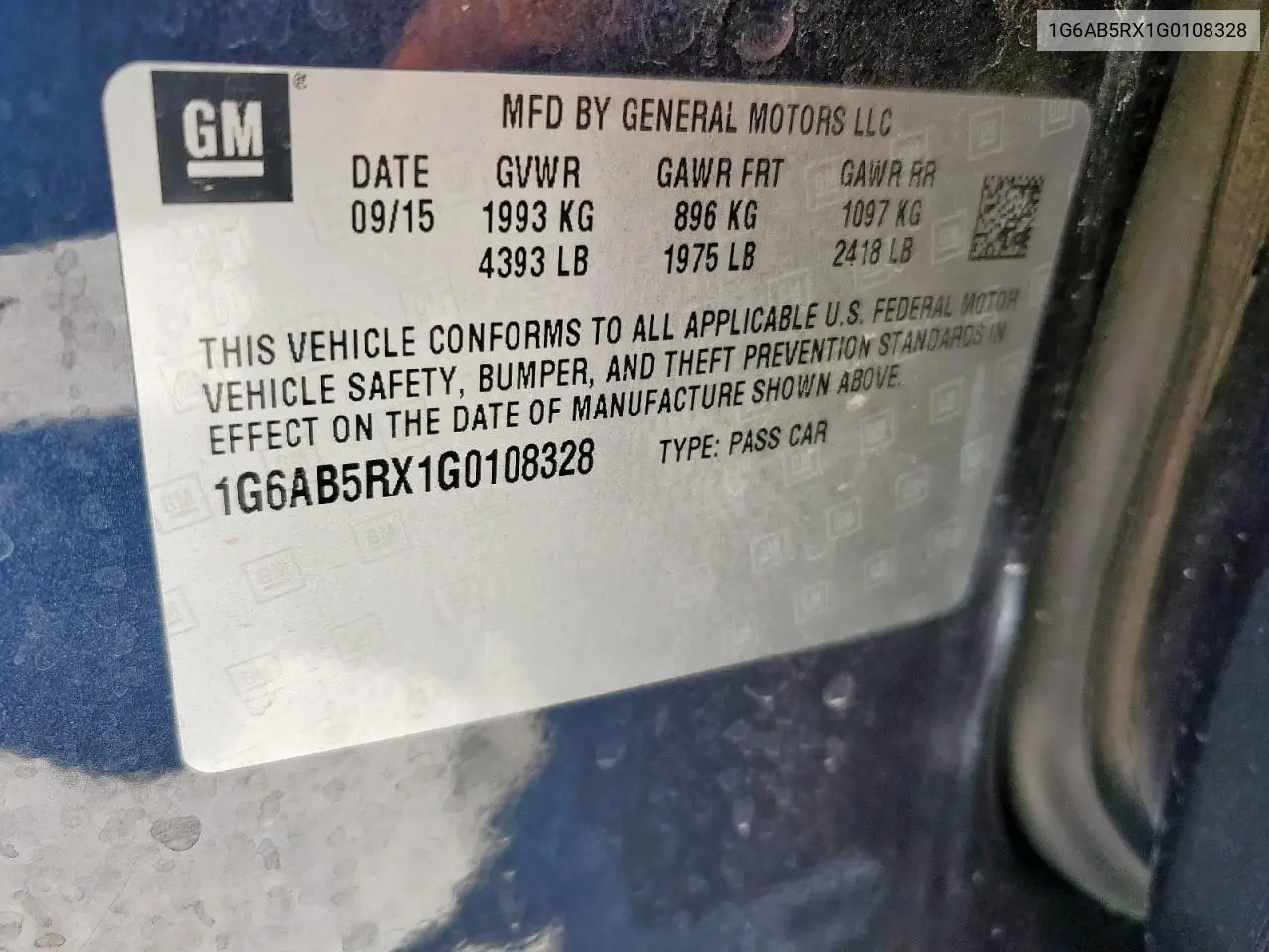 2016 Cadillac Ats Luxury VIN: 1G6AB5RX1G0108328 Lot: 65015665