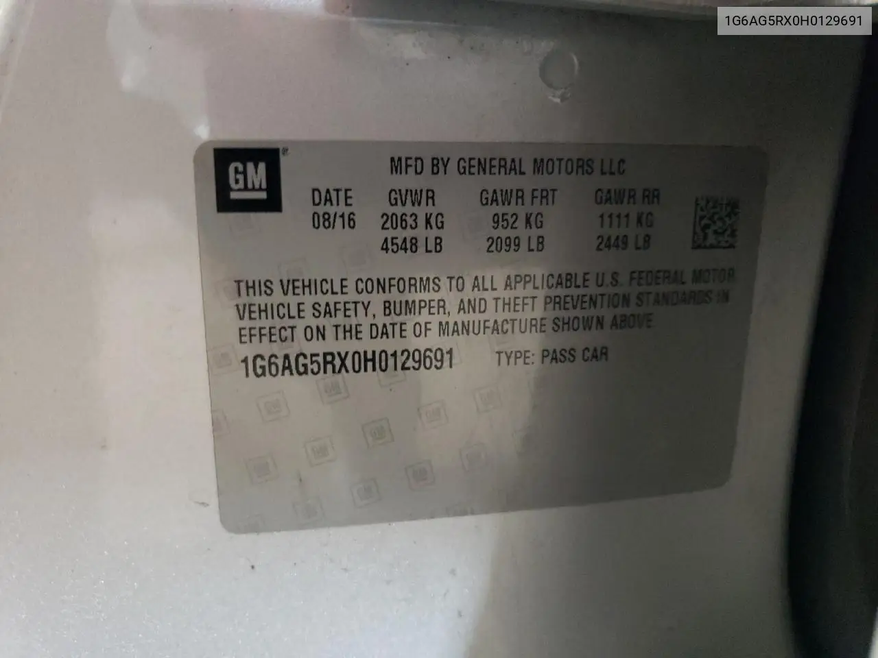 2017 Cadillac Ats VIN: 1G6AG5RX0H0129691 Lot: 65177285
