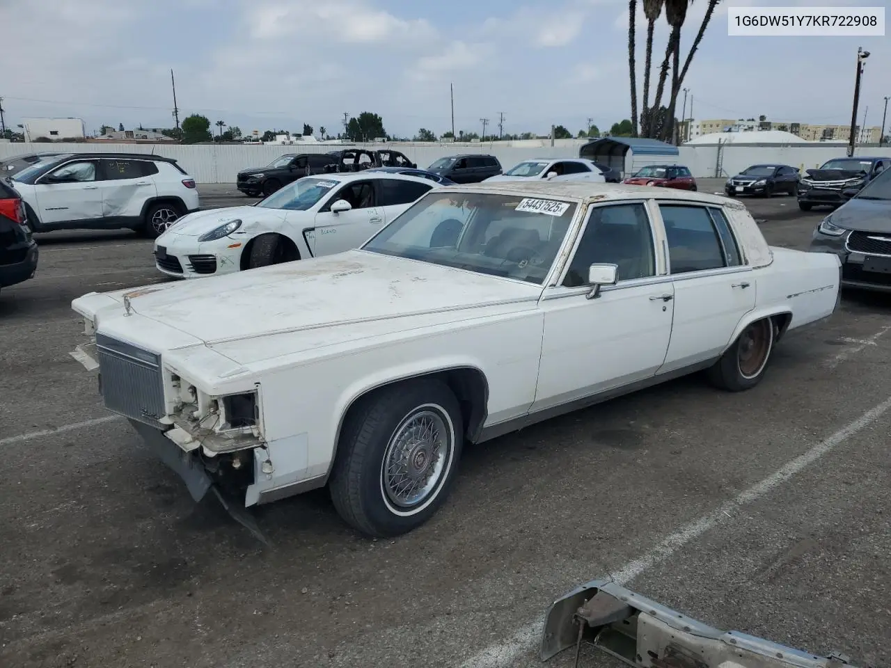 1989 Cadillac Brougham VIN: 1G6DW51Y7KR722908 Lot: 54437525