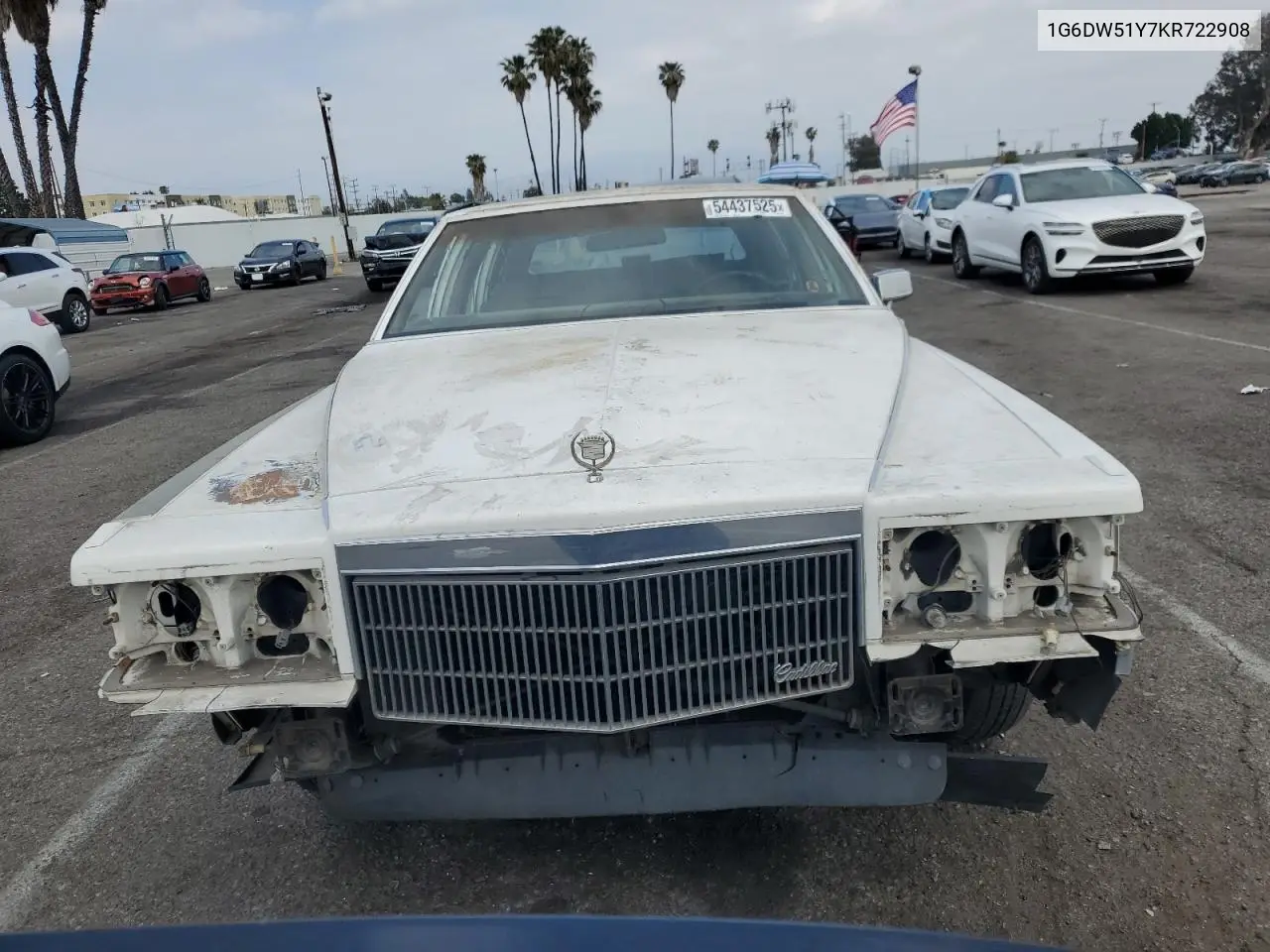 1989 Cadillac Brougham VIN: 1G6DW51Y7KR722908 Lot: 54437525