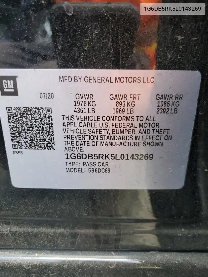 2020 Cadillac Ct4 Premium Luxury VIN: 1G6DB5RK5L0143269 Lot: 55624675