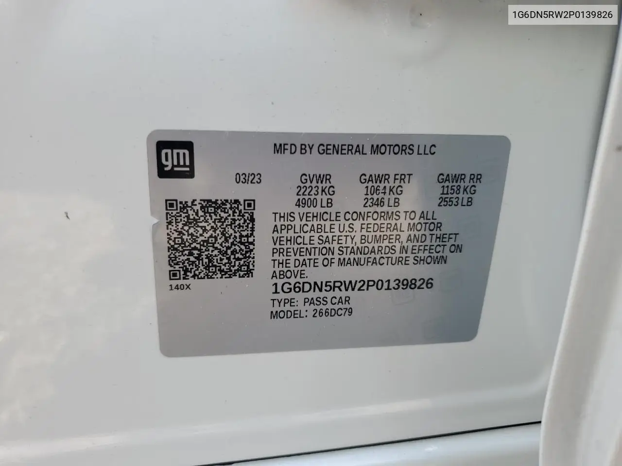 2023 Cadillac Ct5 Premium Luxury VIN: 1G6DN5RW2P0139826 Lot: 63923125