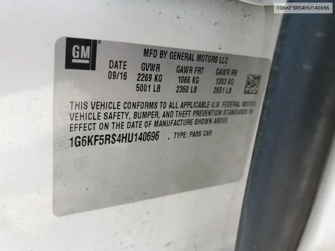 2017 Cadillac Ct6 Premium Luxury VIN: 1G6KF5RS4HU140696 Lot: 59278895