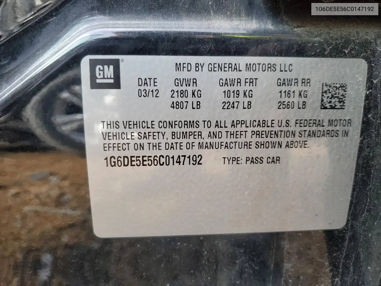 2012 Cadillac Cts Luxury Collection VIN: 1G6DE5E56C0147192 Lot: 82021403