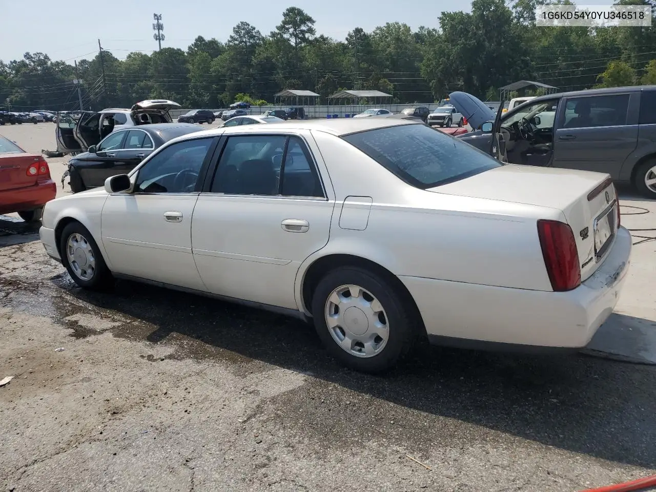 2000 Cadillac Deville VIN: 1G6KD54Y0YU346518 Lot: 62014195