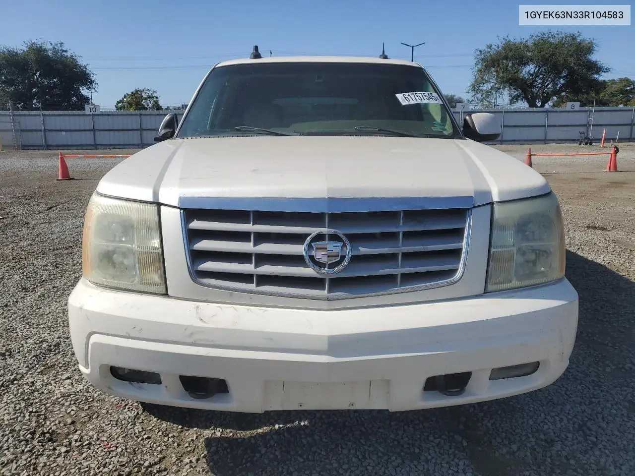 2003 Cadillac Escalade Luxury VIN: 1GYEK63N33R104583 Lot: 61757545