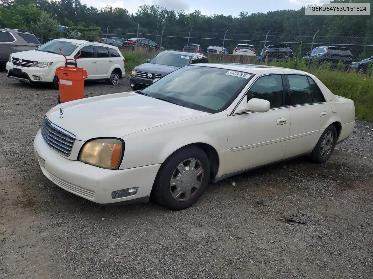 2003 Cadillac Deville VIN: 1G6KD54Y63U151824 Lot: 63478505