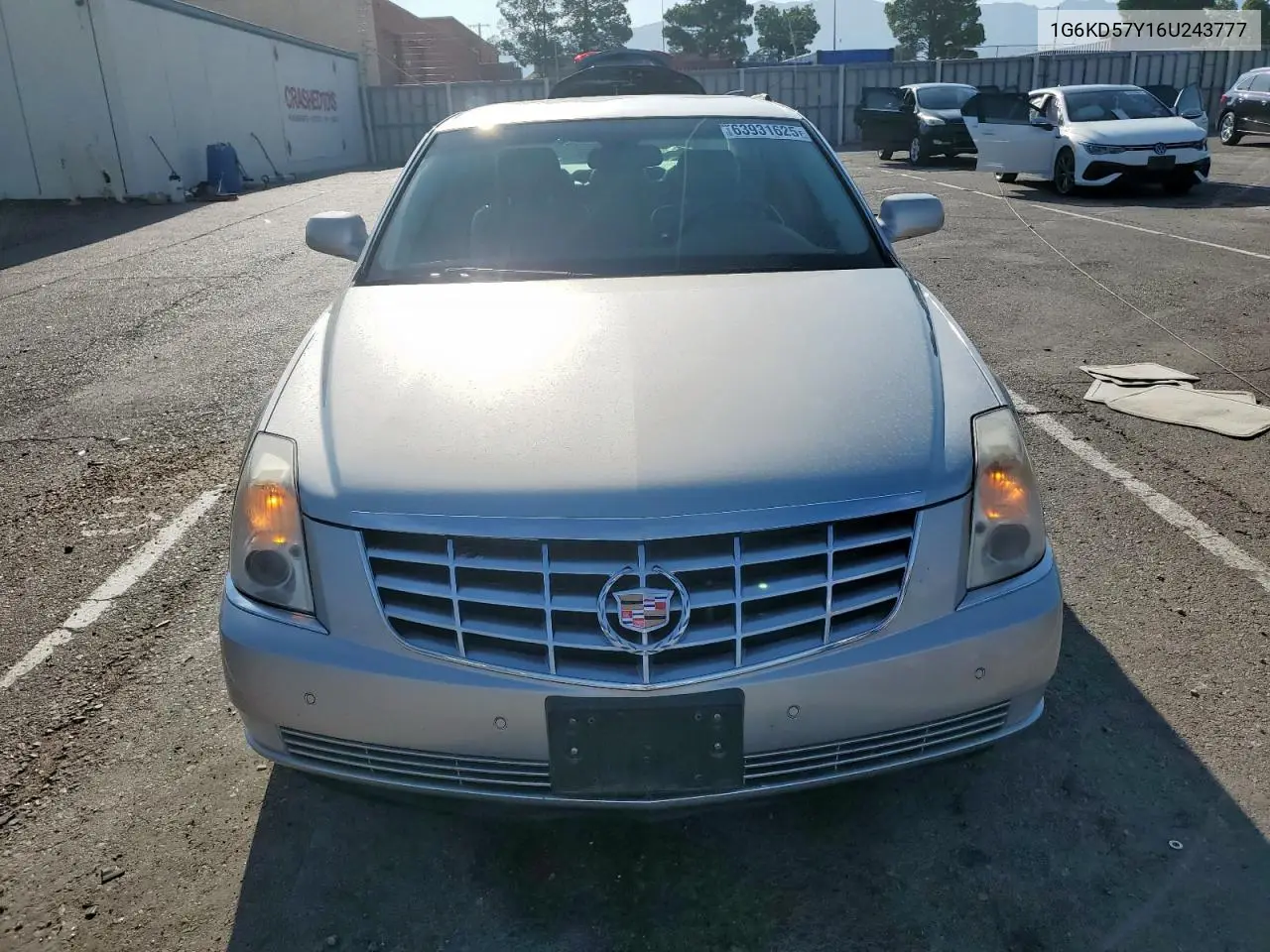 2006 Cadillac Dts VIN: 1G6KD57Y16U243777 Lot: 63931625