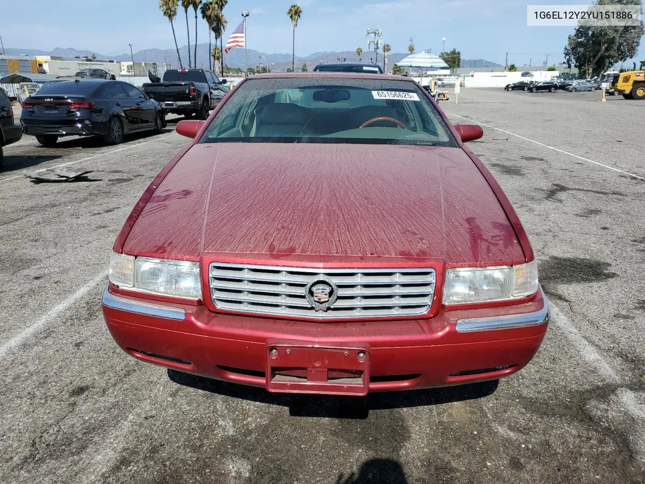 2000 Cadillac Eldorado Esc VIN: 1G6EL12Y2YU151886 Lot: 65156625