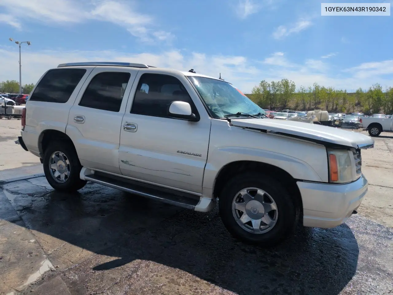 2003 Cadillac Escalade Luxury VIN: 1GYEK63N43R190342 Lot: 56568875