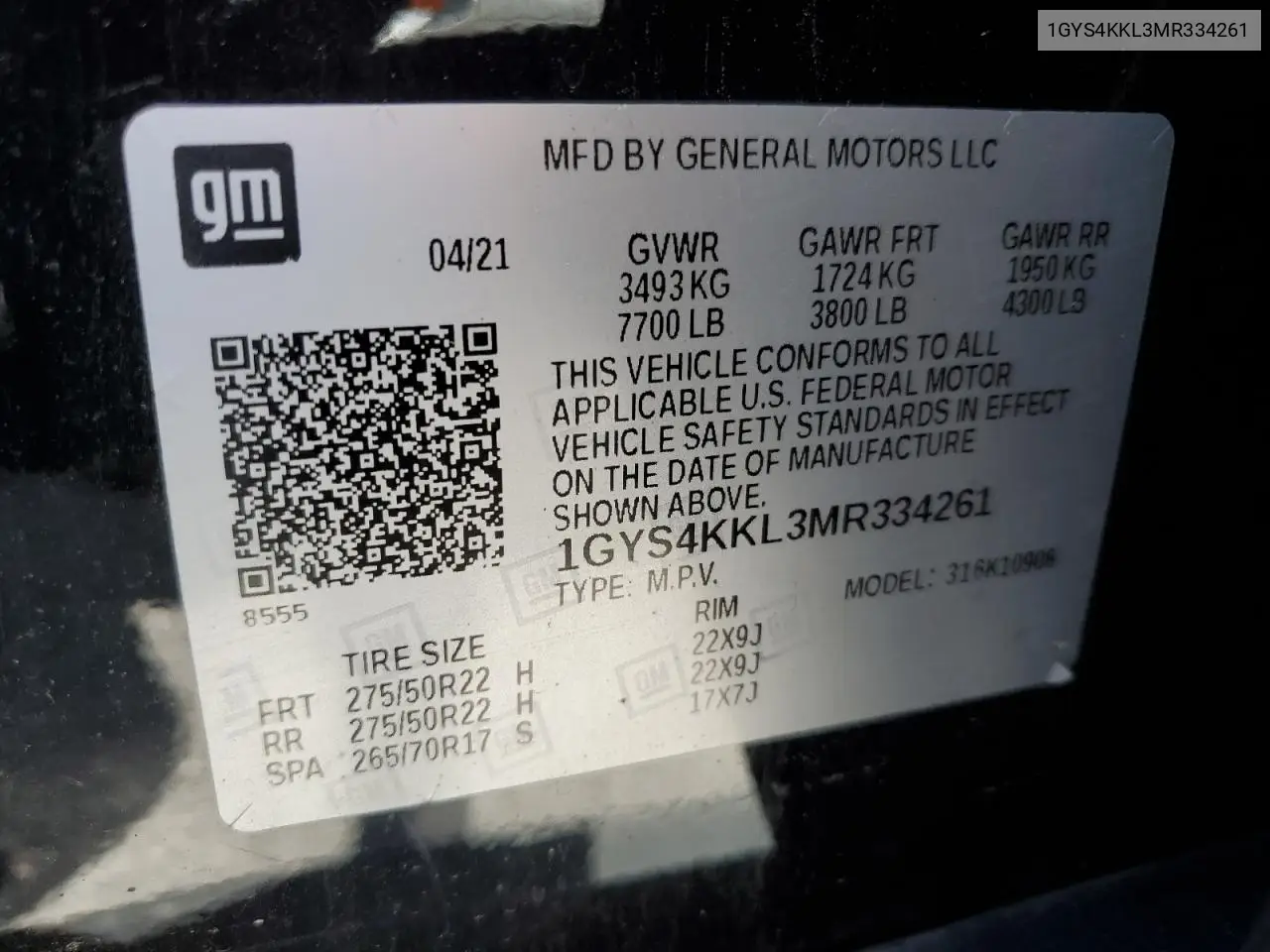2021 Cadillac Escalade Esv Premium Luxury VIN: 1GYS4KKL3MR334261 Lot: 55987045