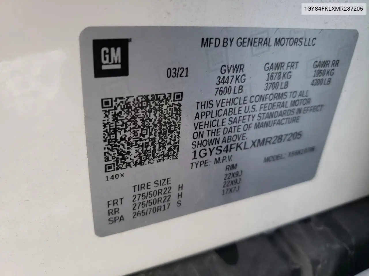 2021 Cadillac Escalade Sport VIN: 1GYS4FKLXMR287205 Lot: 64469335