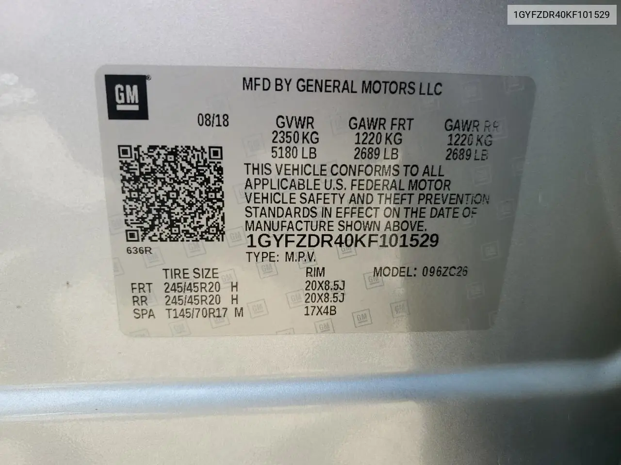 2019 Cadillac Xt4 Premium Luxury VIN: 1GYFZDR40KF101529 Lot: 62735615