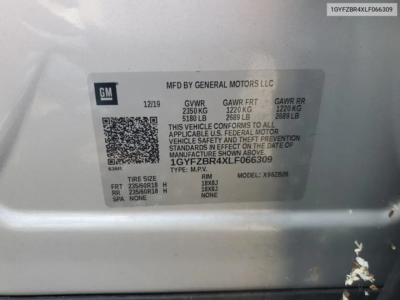 2020 Cadillac Xt4 Luxury VIN: 1GYFZBR4XLF066309 Lot: 63663625