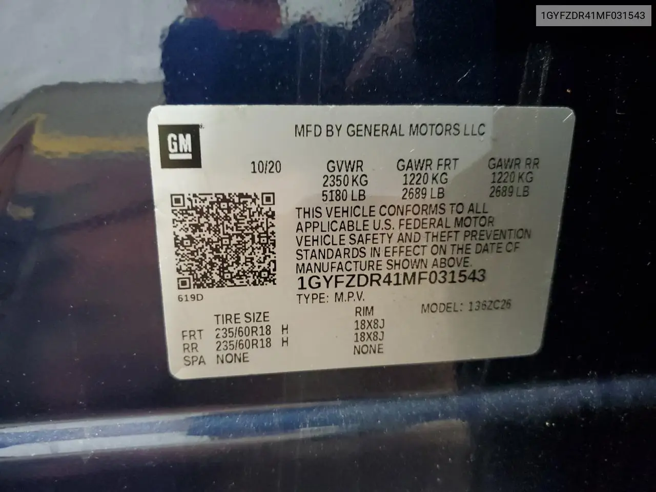 2021 Cadillac Xt4 Premium Luxury VIN: 1GYFZDR41MF031543 Lot: 61085805