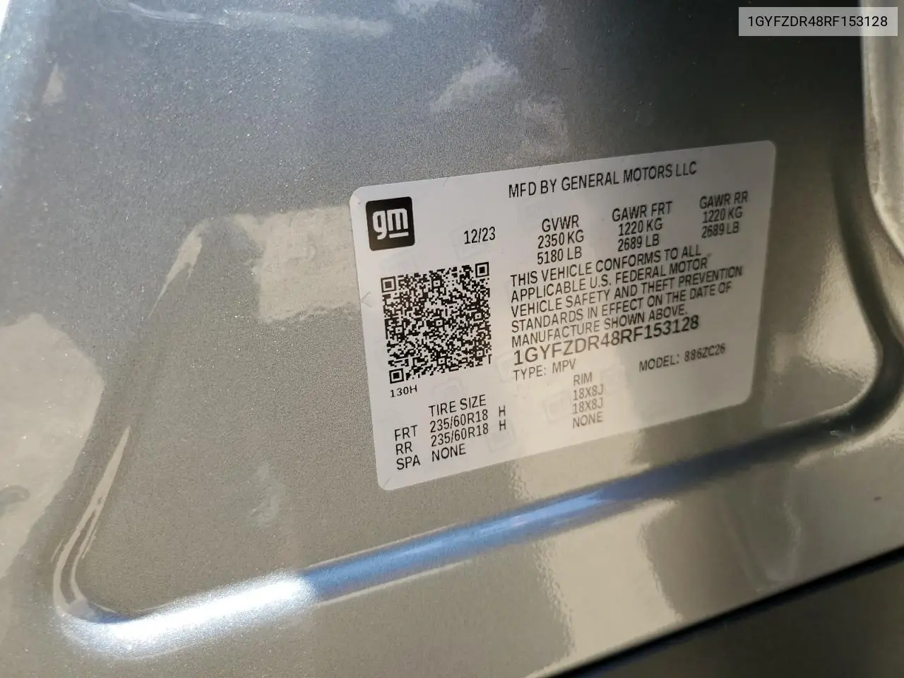 2024 Cadillac Xt4 Premium Luxury VIN: 1GYFZDR48RF153128 Lot: 60712485