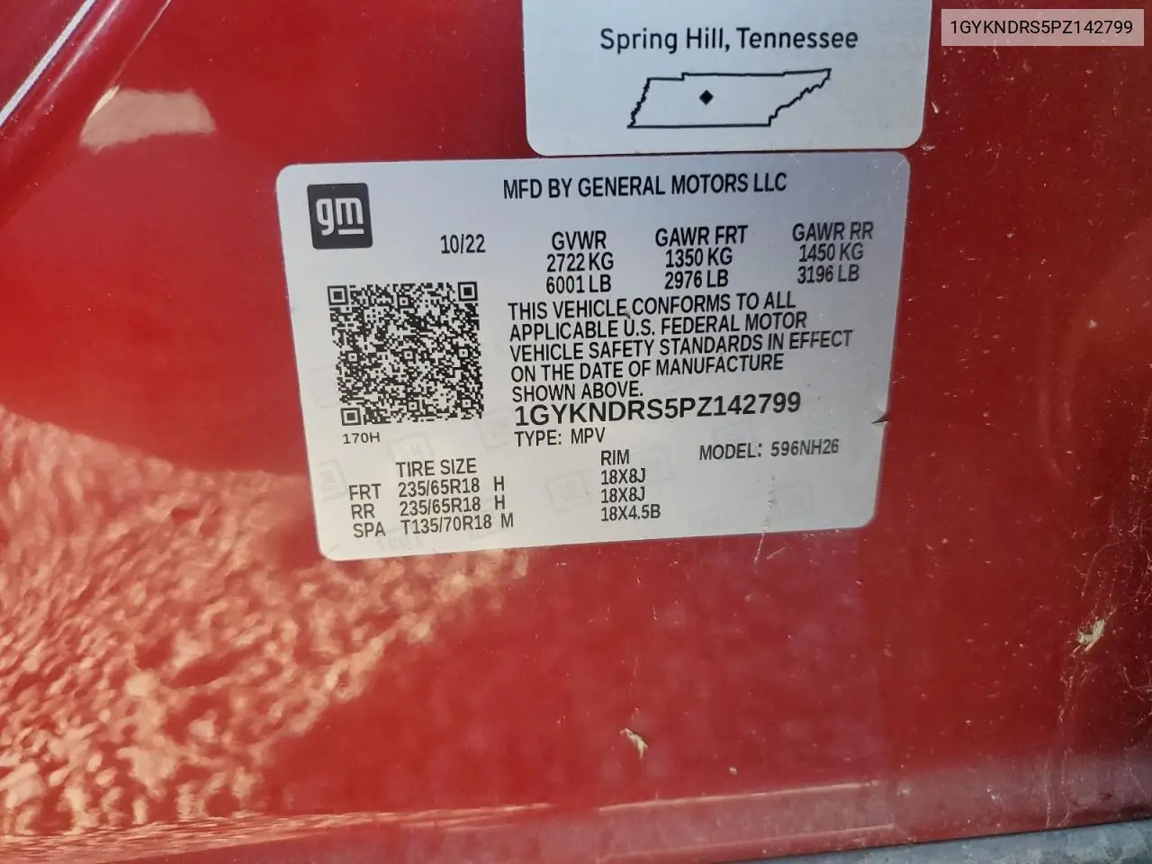 2023 Cadillac Xt5 Premium Luxury VIN: 1GYKNDRS5PZ142799 Lot: 56870265