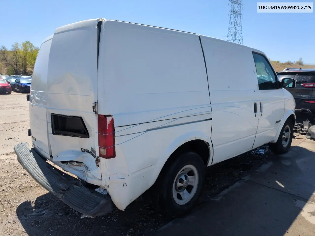 1998 Chevrolet Astro VIN: 1GCDM19W8WB202729 Lot: 55150245