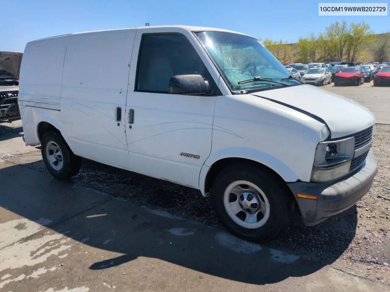 1998 Chevrolet Astro VIN: 1GCDM19W8WB202729 Lot: 55150245