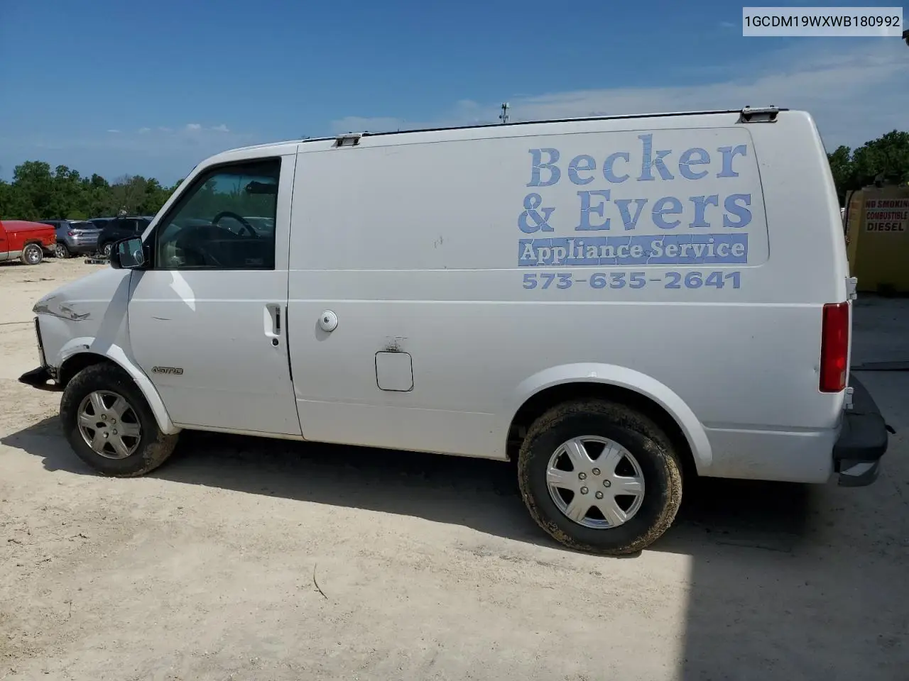 1998 Chevrolet Astro VIN: 1GCDM19WXWB180992 Lot: 60037685