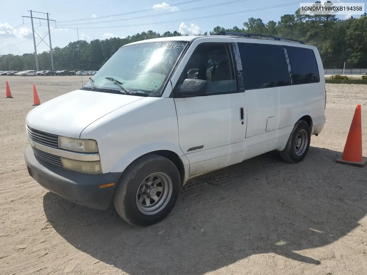 1999 Chevrolet Astro VIN: 1GNDM19W0XB194358 Lot: 59921425