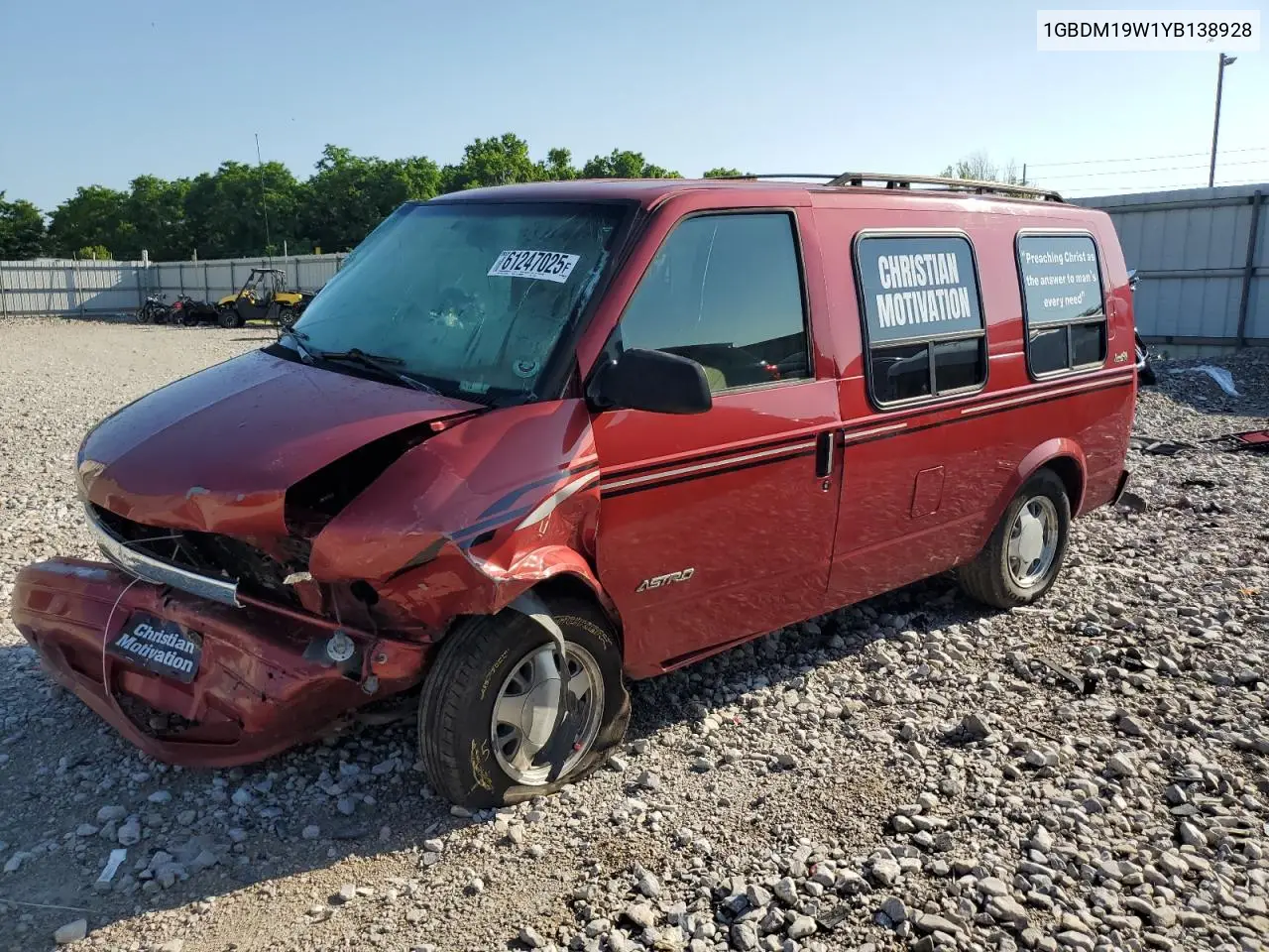 2000 Chevrolet Astro VIN: 1GBDM19W1YB138928 Lot: 61247025