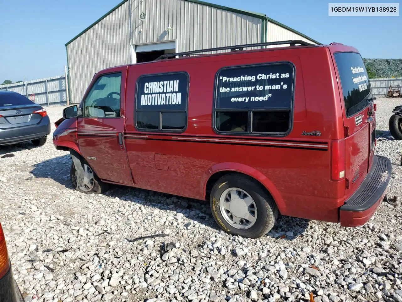 2000 Chevrolet Astro VIN: 1GBDM19W1YB138928 Lot: 61247025