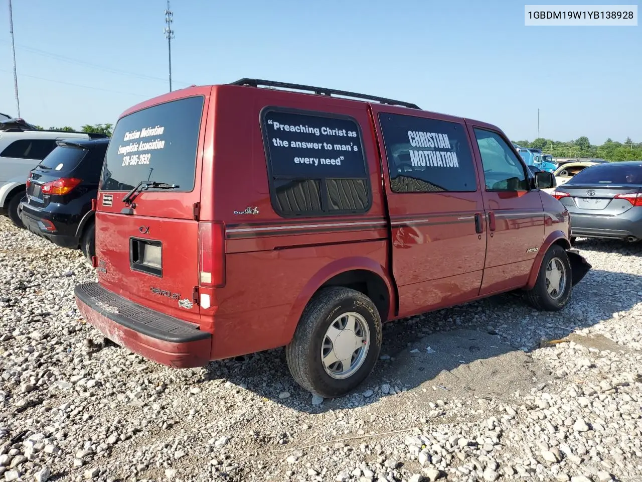 2000 Chevrolet Astro VIN: 1GBDM19W1YB138928 Lot: 61247025