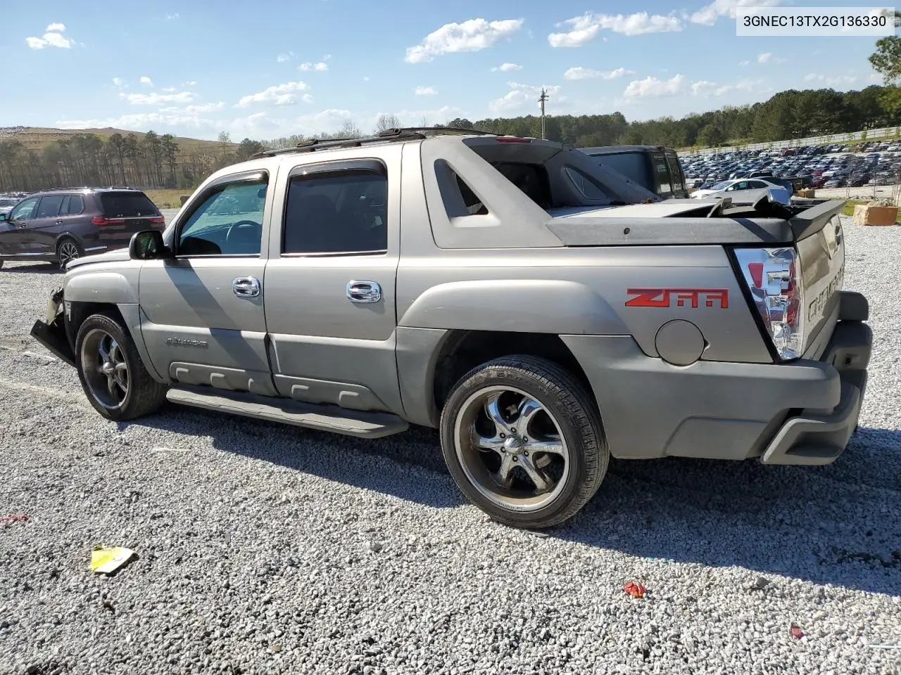 2002 Chevrolet Avalanche C1500 VIN: 3GNEC13TX2G136330 Lot: 50176365