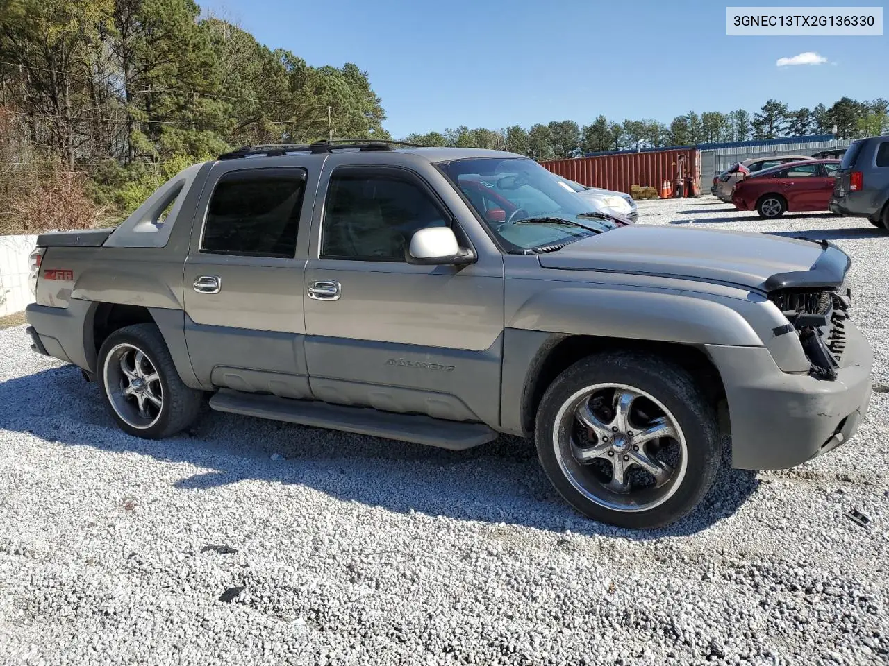 2002 Chevrolet Avalanche C1500 VIN: 3GNEC13TX2G136330 Lot: 50176365