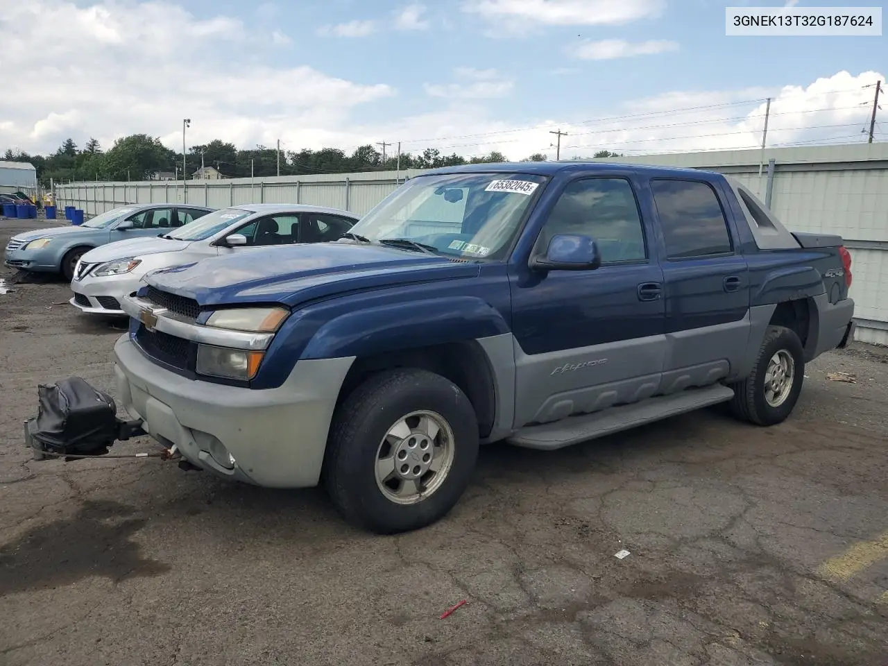 2002 Chevrolet Avalanche K1500 VIN: 3GNEK13T32G187624 Lot: 65382045