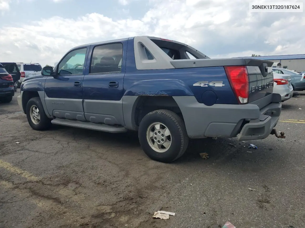 2002 Chevrolet Avalanche K1500 VIN: 3GNEK13T32G187624 Lot: 65382045