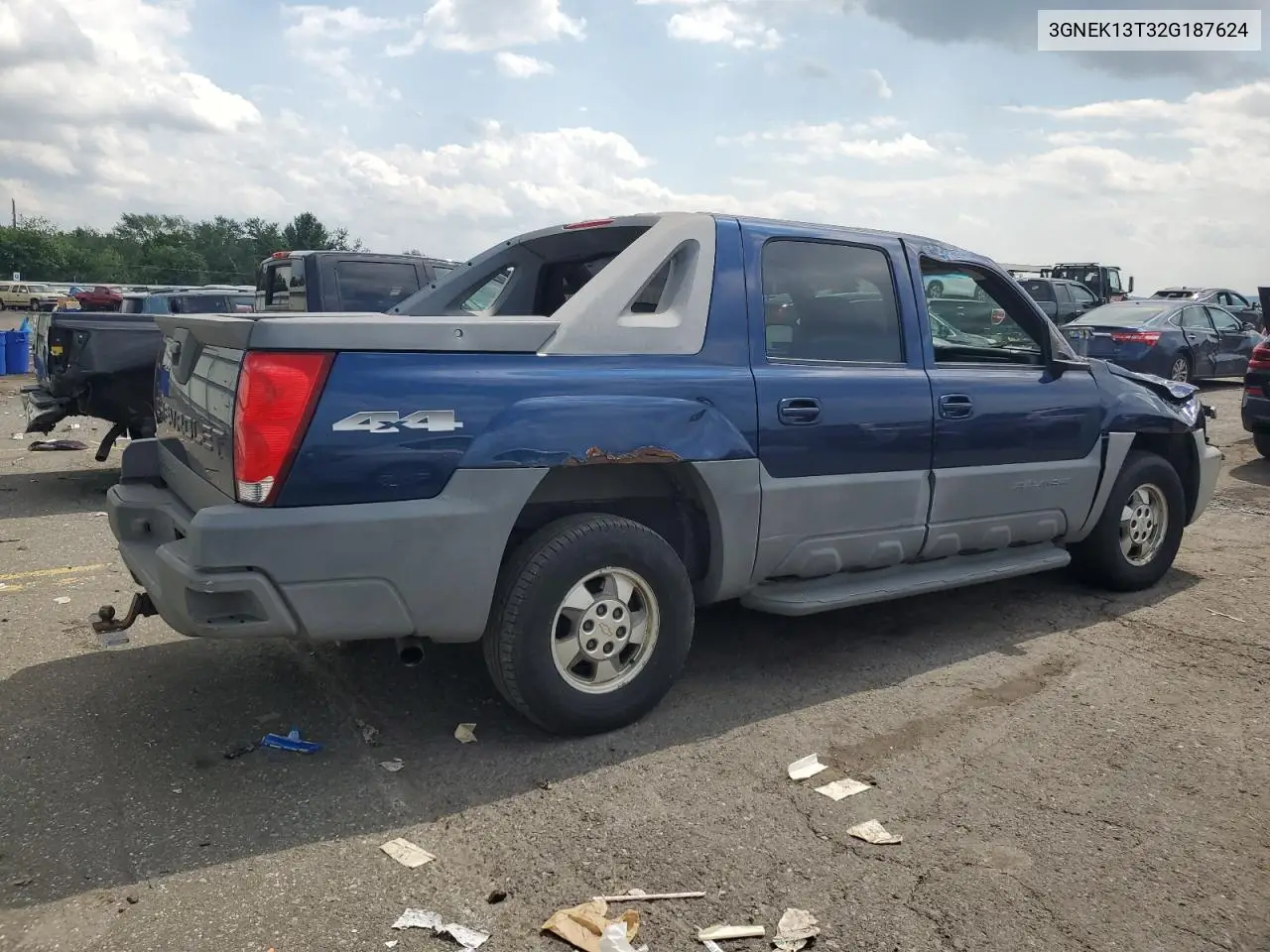 2002 Chevrolet Avalanche K1500 VIN: 3GNEK13T32G187624 Lot: 65382045