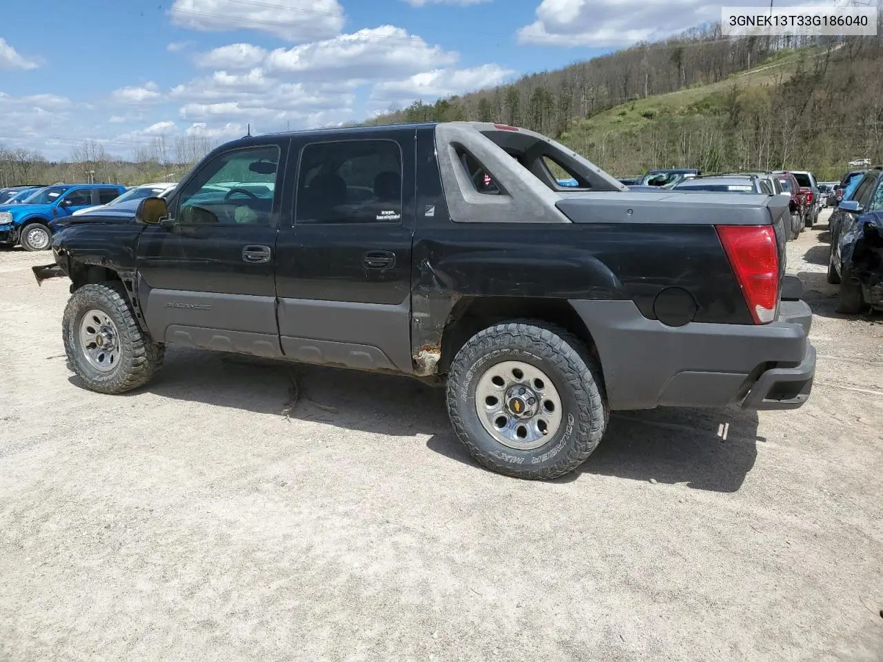 2003 Chevrolet Avalanche K1500 VIN: 3GNEK13T33G186040 Lot: 52951415