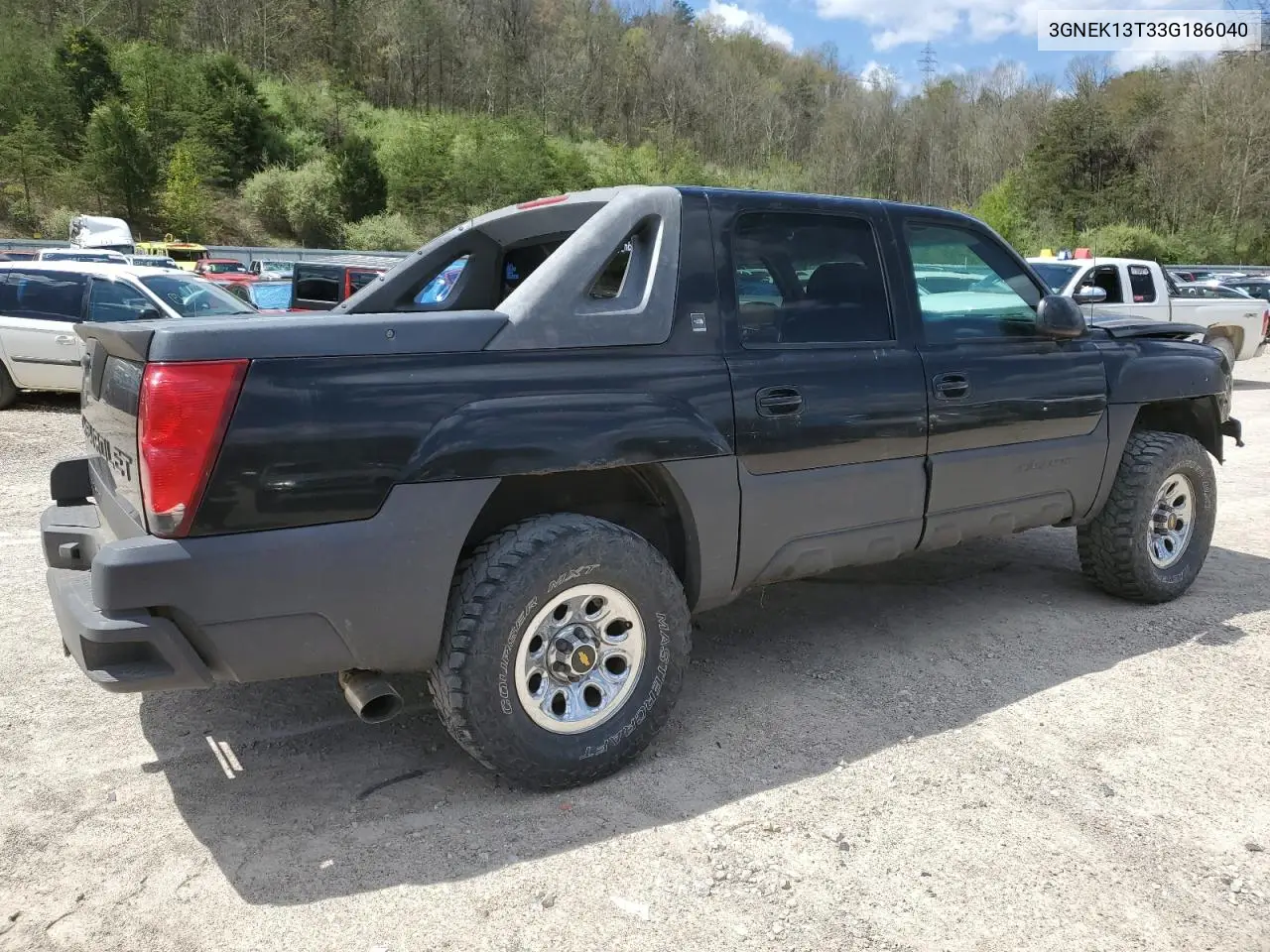 2003 Chevrolet Avalanche K1500 VIN: 3GNEK13T33G186040 Lot: 52951415