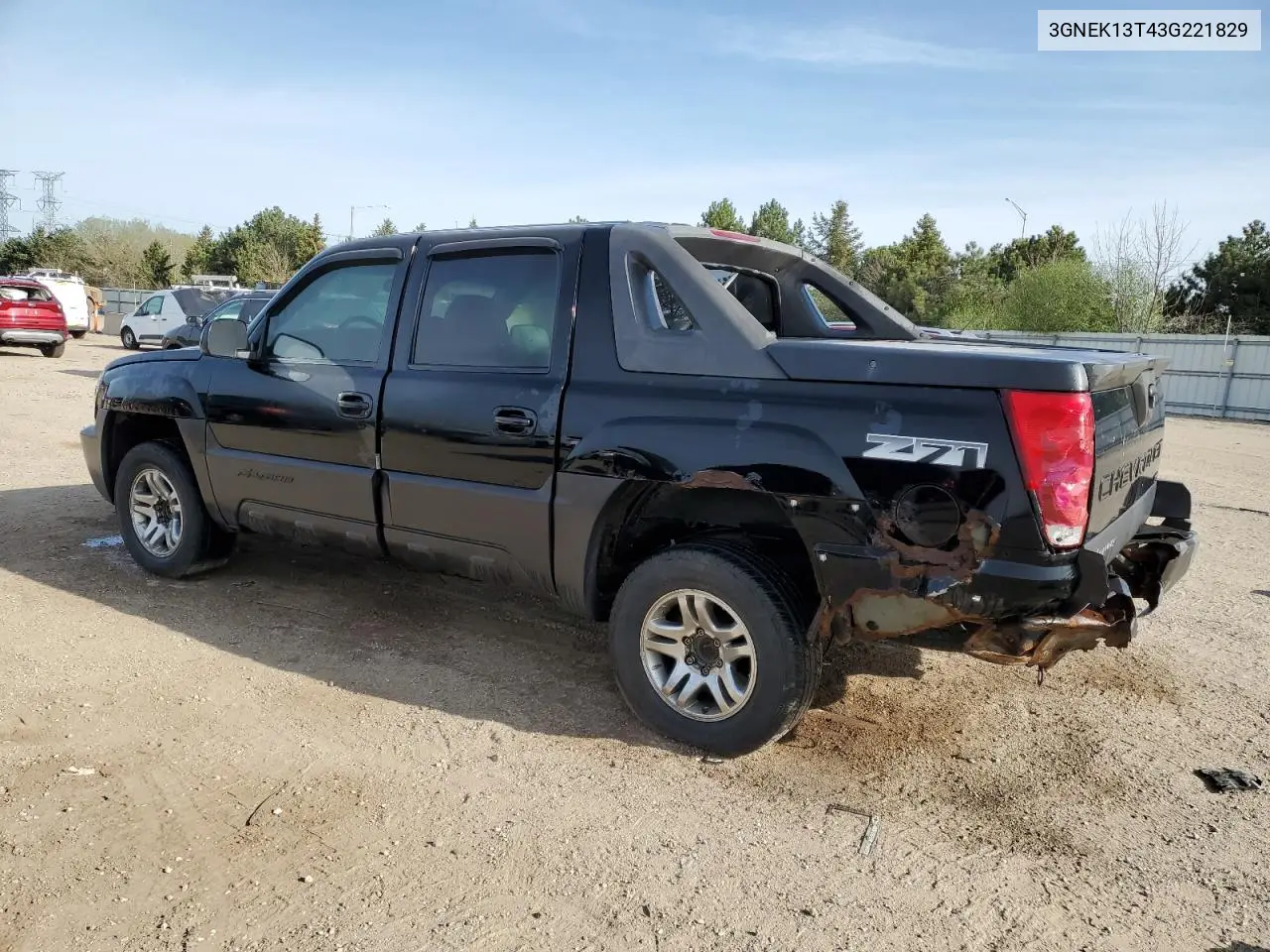2003 Chevrolet Avalanche K1500 VIN: 3GNEK13T43G221829 Lot: 54925495