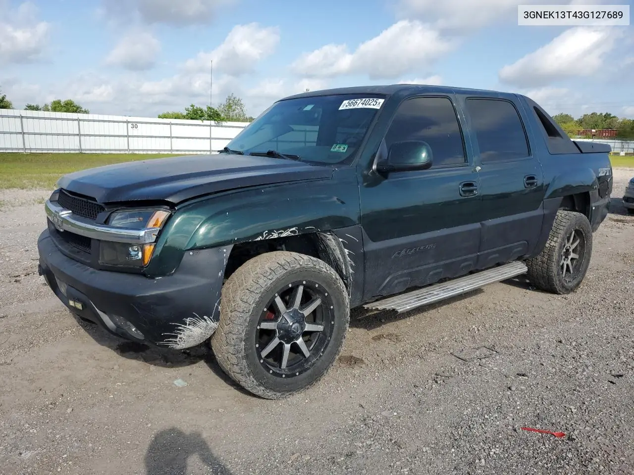 2003 Chevrolet Avalanche K1500 VIN: 3GNEK13T43G127689 Lot: 56674025