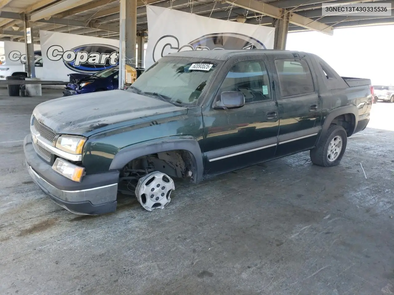 2003 Chevrolet Avalanche C1500 VIN: 3GNEC13T43G335536 Lot: 62093525