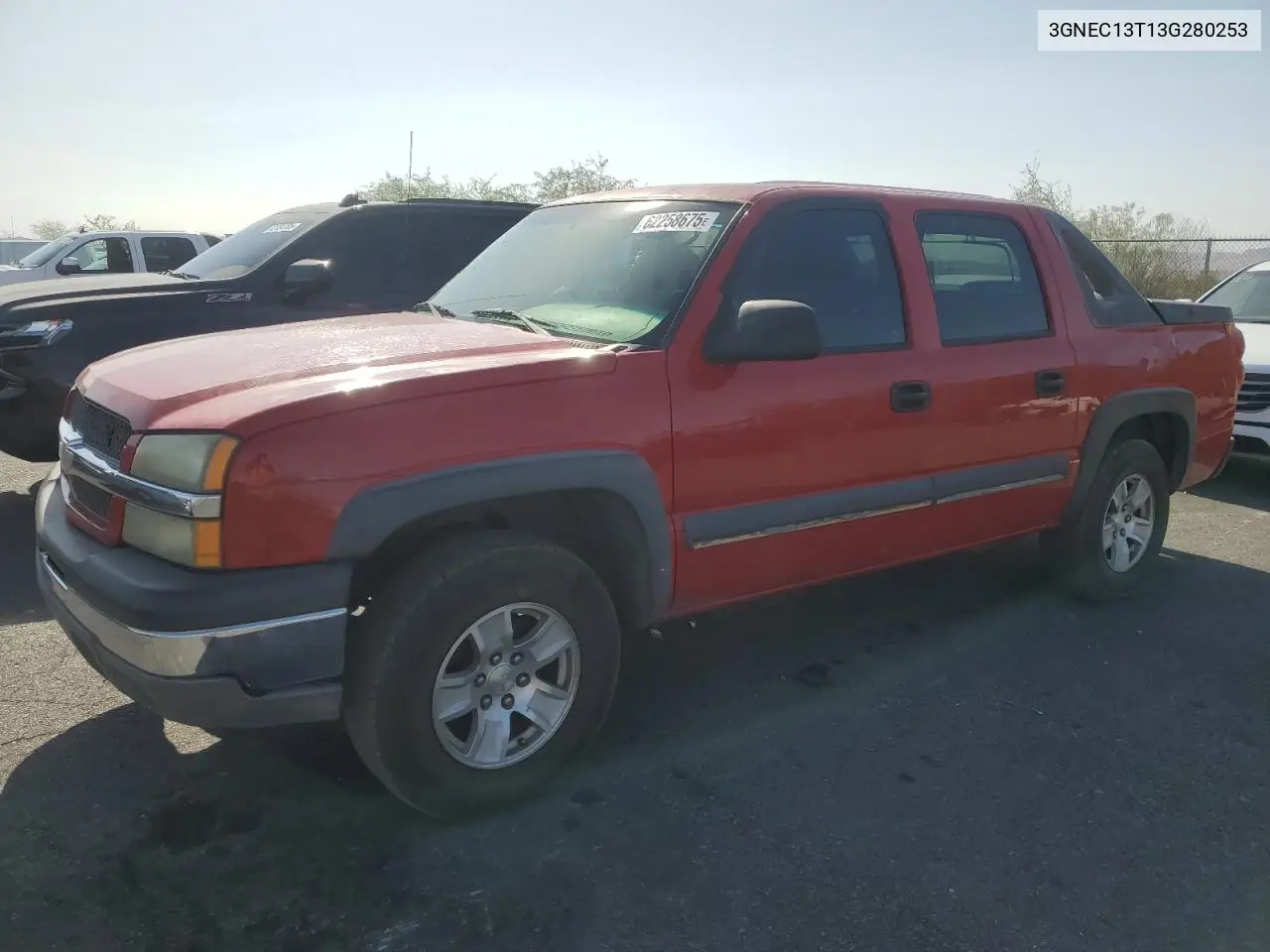 2003 Chevrolet Avalanche C1500 VIN: 3GNEC13T13G280253 Lot: 62258675