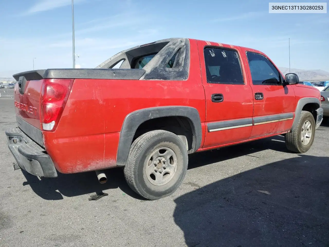 2003 Chevrolet Avalanche C1500 VIN: 3GNEC13T13G280253 Lot: 62258675