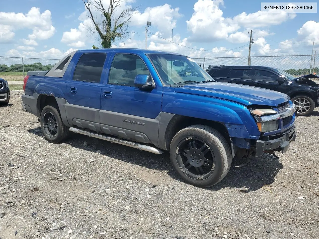 2003 Chevrolet Avalanche K1500 VIN: 3GNEK13T33G280466 Lot: 62708555