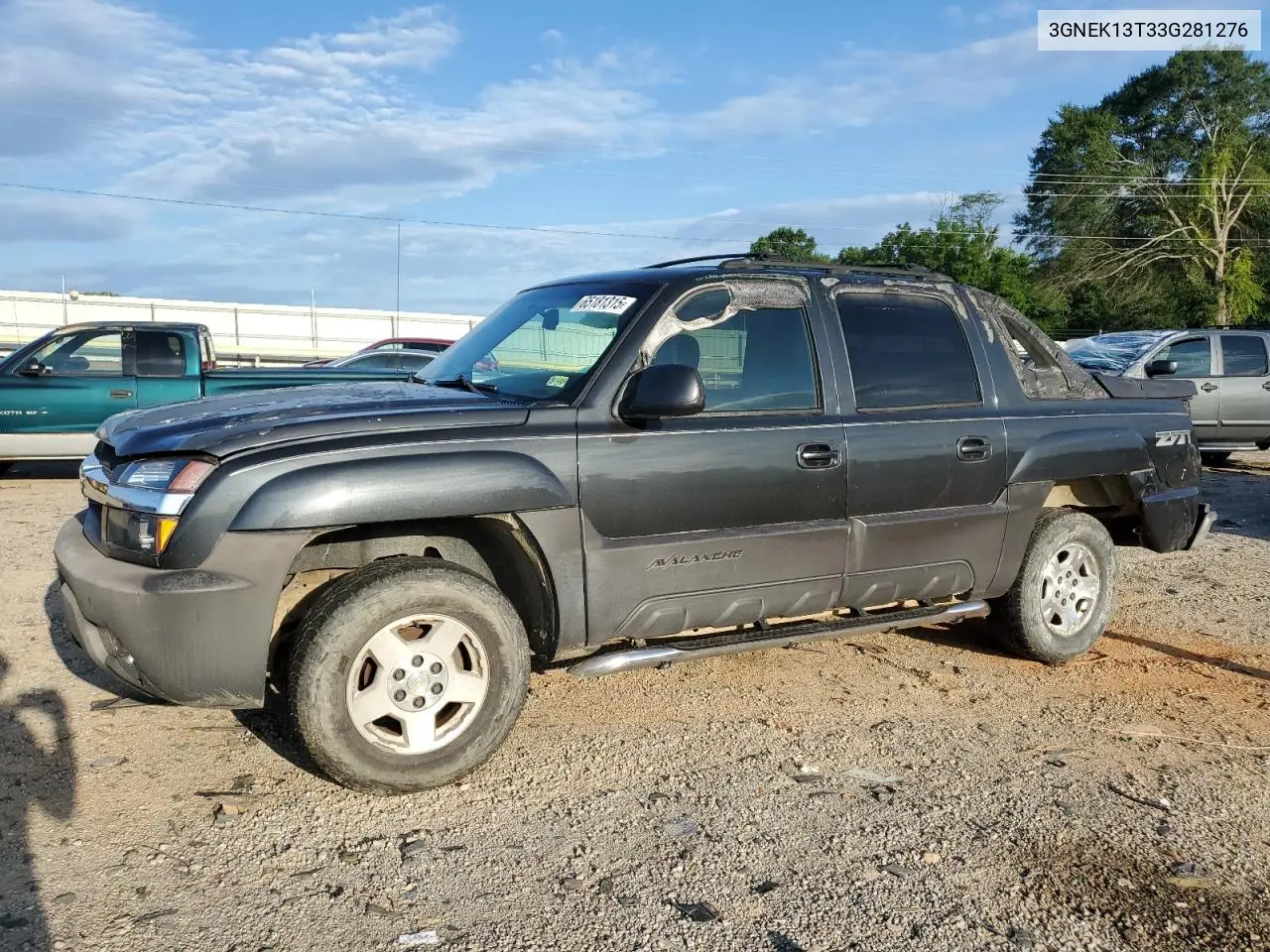 2003 Chevrolet Avalanche K1500 VIN: 3GNEK13T33G281276 Lot: 65181315