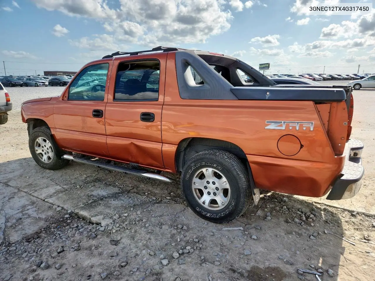 2004 Chevrolet Avalanche C1500 VIN: 3GNEC12TX4G317450 Lot: 61911295