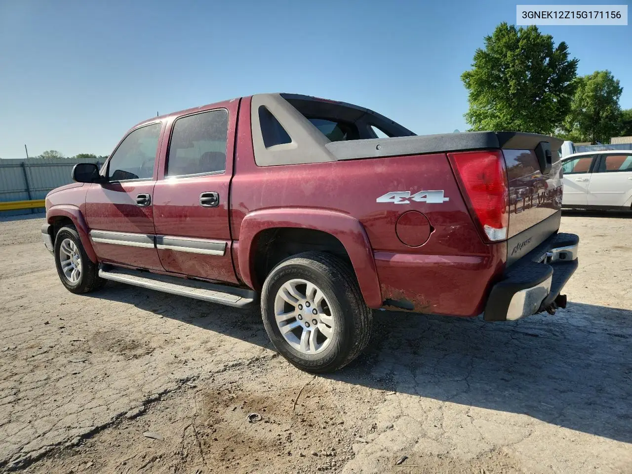 2005 Chevrolet Avalanche K1500 VIN: 3GNEK12Z15G171156 Lot: 61857855