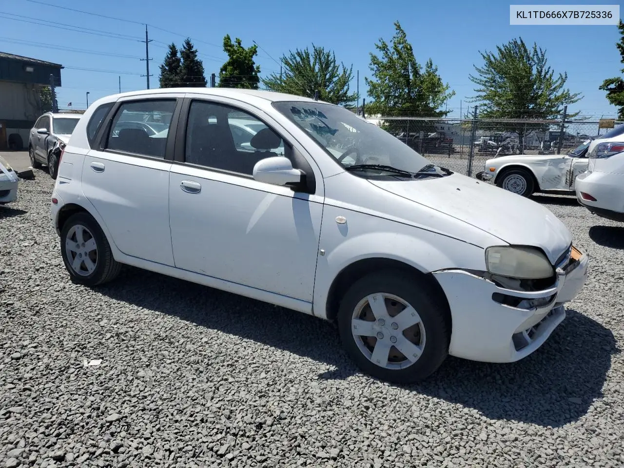 2007 Chevrolet Aveo Base VIN: KL1TD666X7B725336 Lot: 63699535