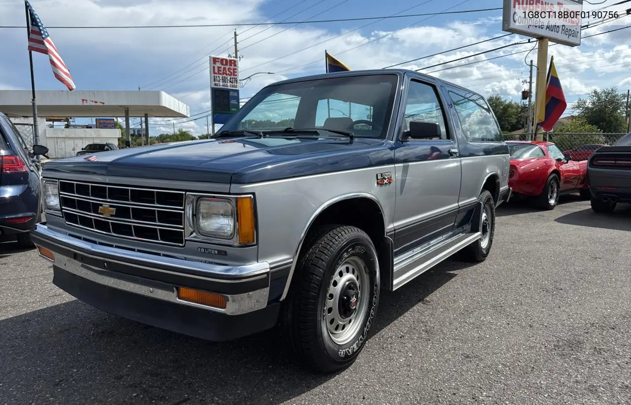 1985 Chevrolet Blazer S10 VIN: 1G8CT18B0F0190756 Lot: 62219885