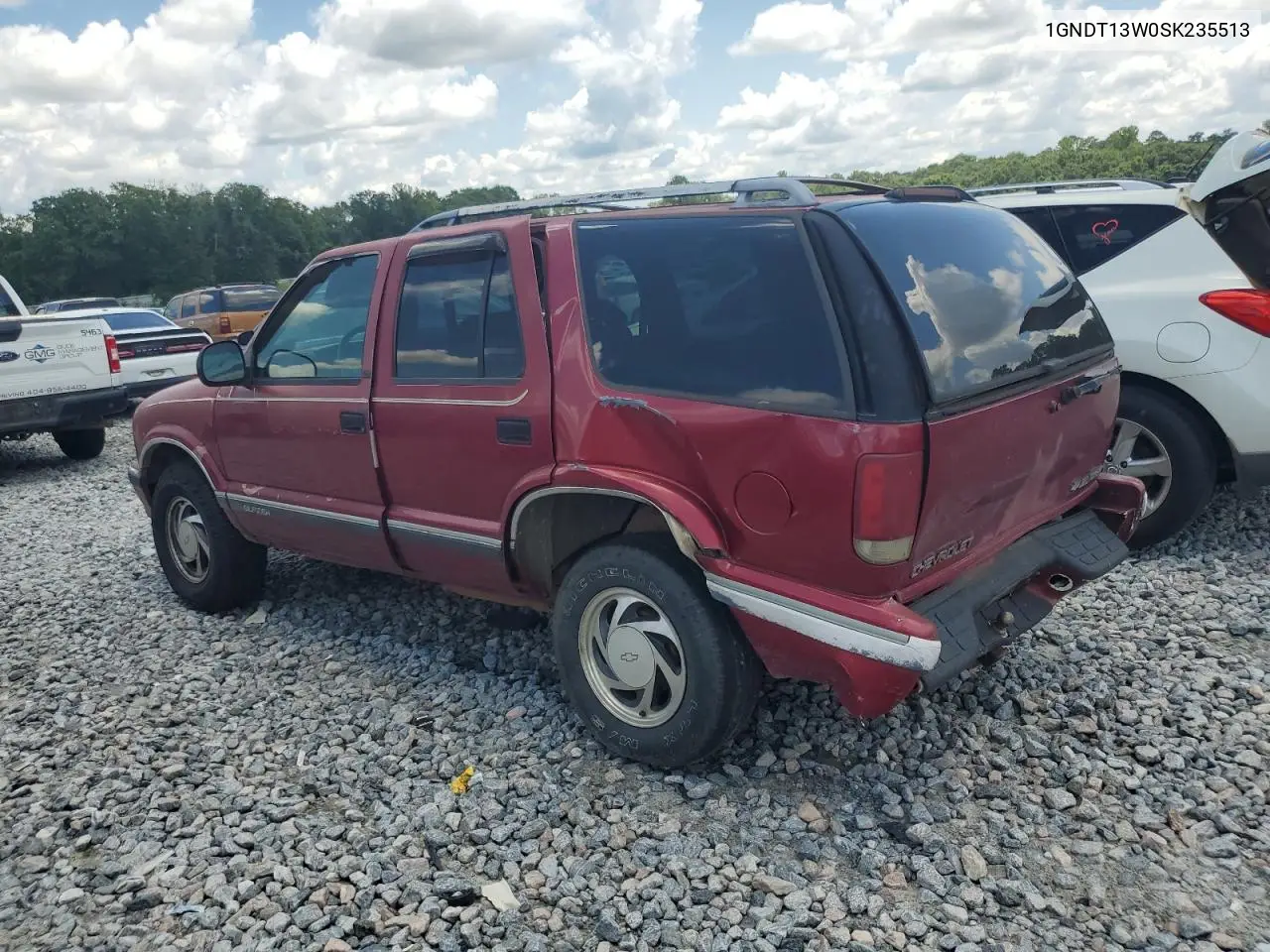 1995 Chevrolet Blazer VIN: 1GNDT13W0SK235513 Lot: 62587505