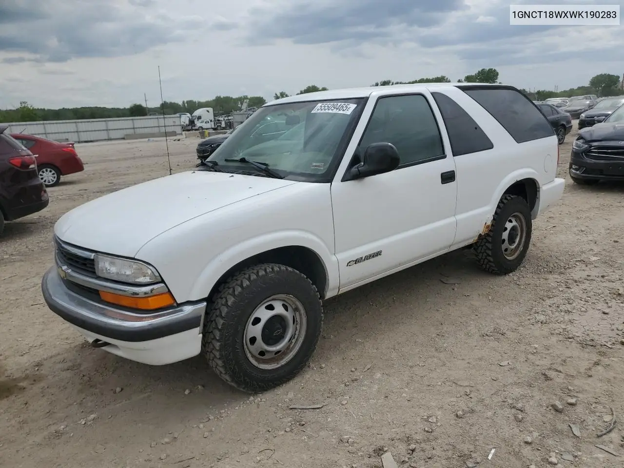 1998 Chevrolet Blazer VIN: 1GNCT18WXWK190283 Lot: 55509465